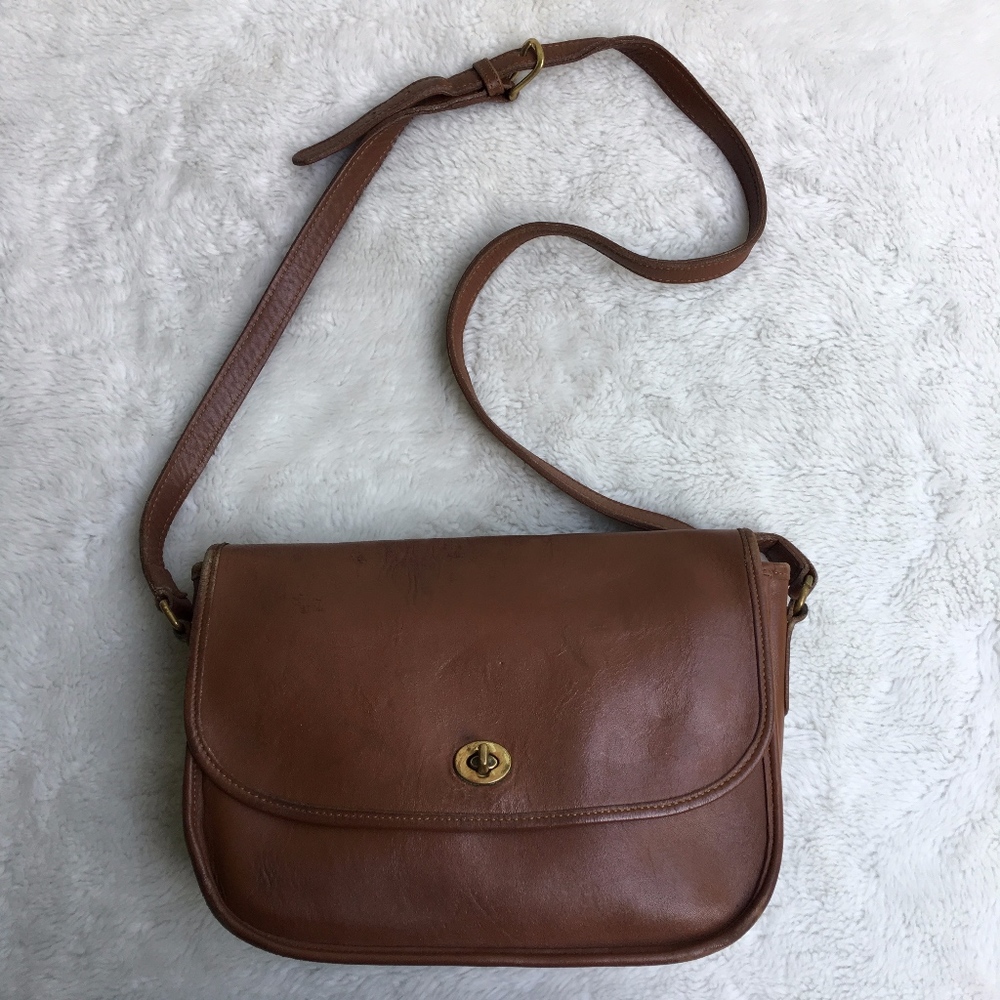 Vintage Coach Legacy City Brown Leather Flap Bag